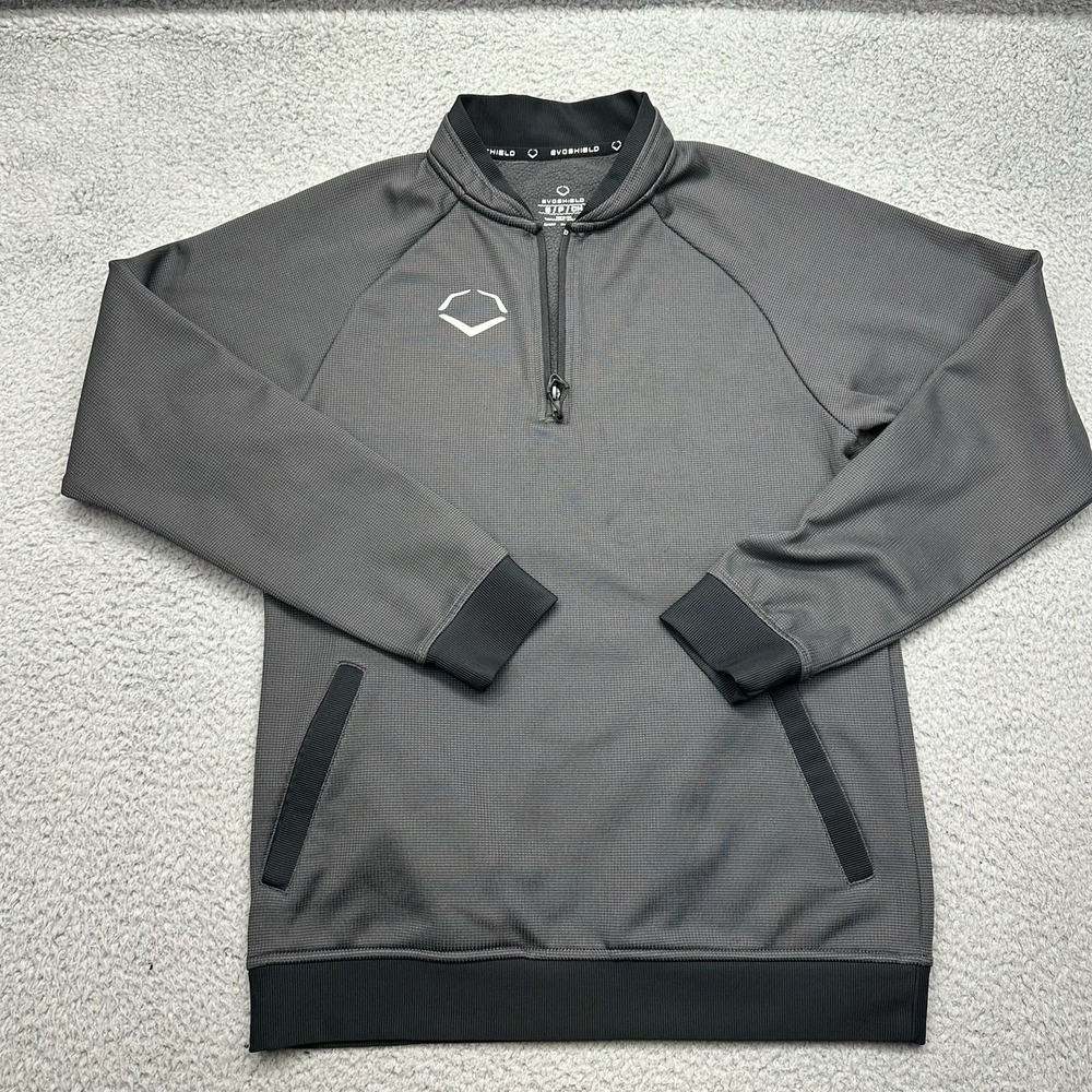 EvoShield Men's Small Pro Team Heater Fleece 1/4 Zip Black/Gray Pullover